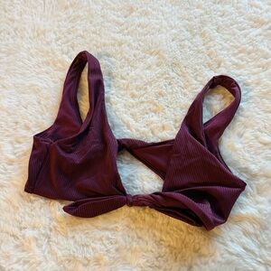 Ribbed Tie-Front Bikini Top